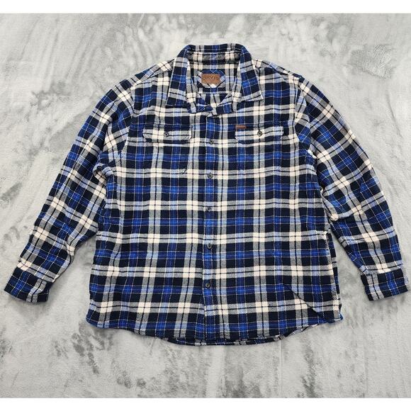 Orvis Big Bear Heavyweight Double Brushed Flannel Button Down Shirt XXL Blue - Picture 1 of 11